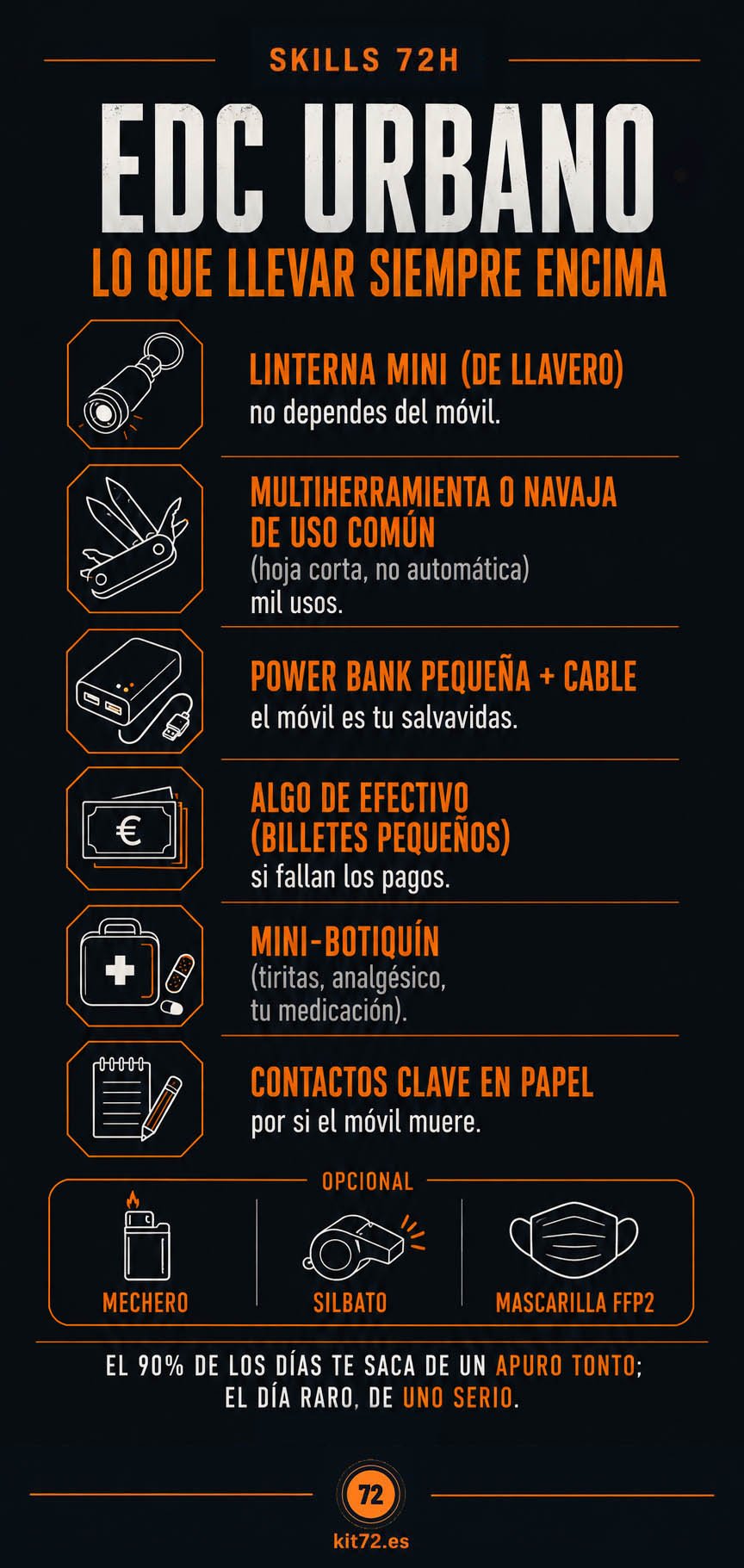 Infografía: EDC urbano — lo que llevar siempre encima